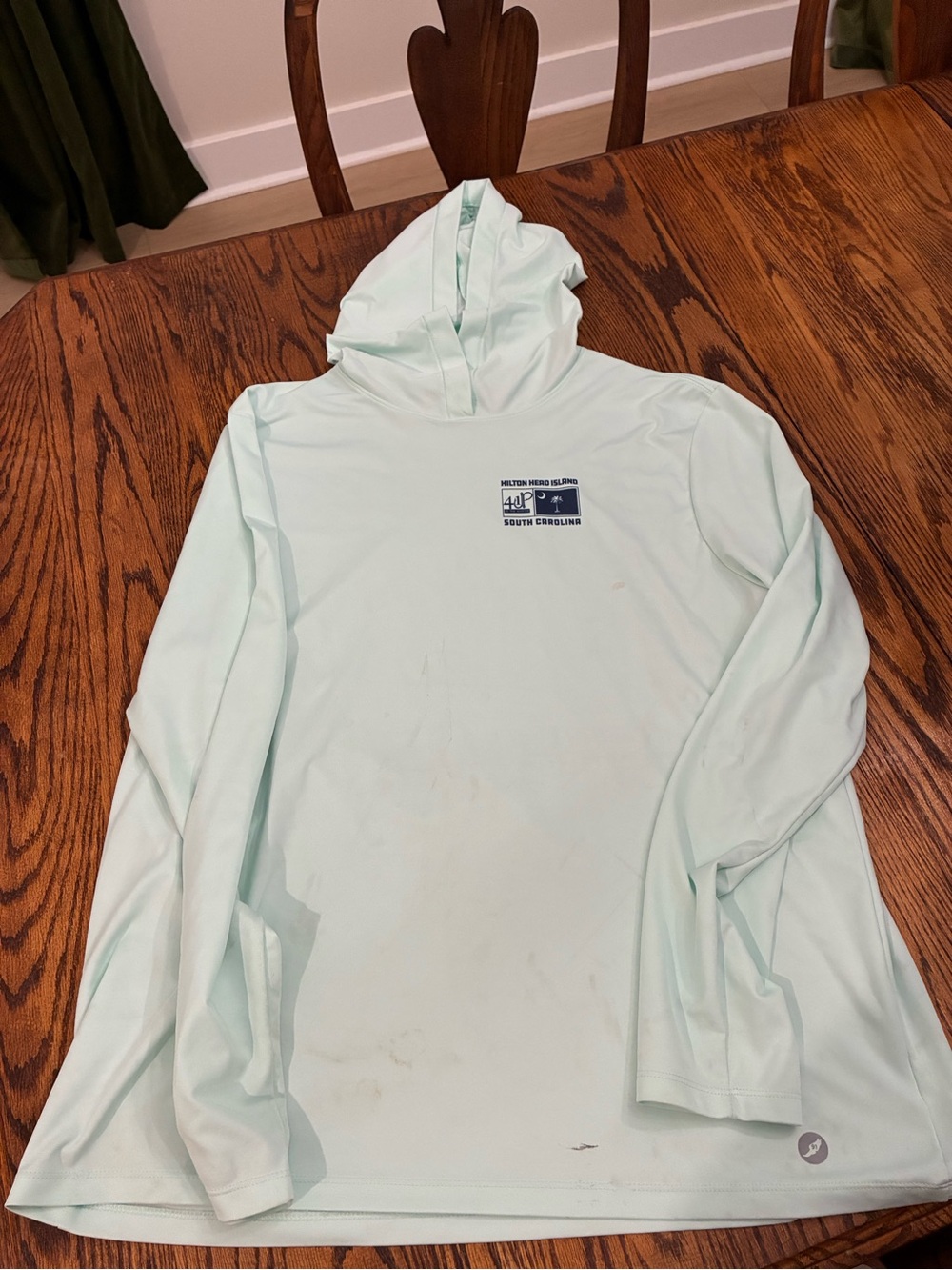 League 91 Men's Mint Green Hooded Performance Long Sleeve XL Hilton Head Island